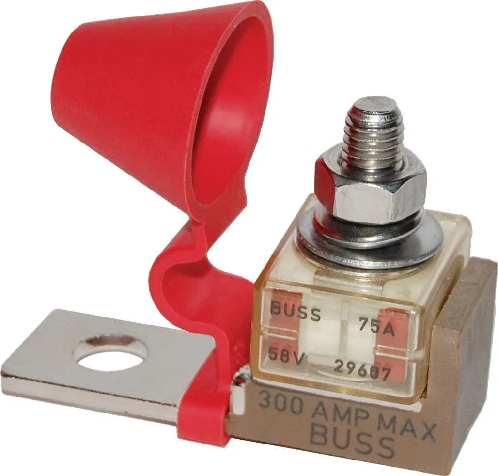 5191-BSS – BLUE SEA Fuse Block, 58 Volt DC 300 Amp Uses MRBF Terminal Fuse With Protective Cover/ 8 Write-On Circuit ...